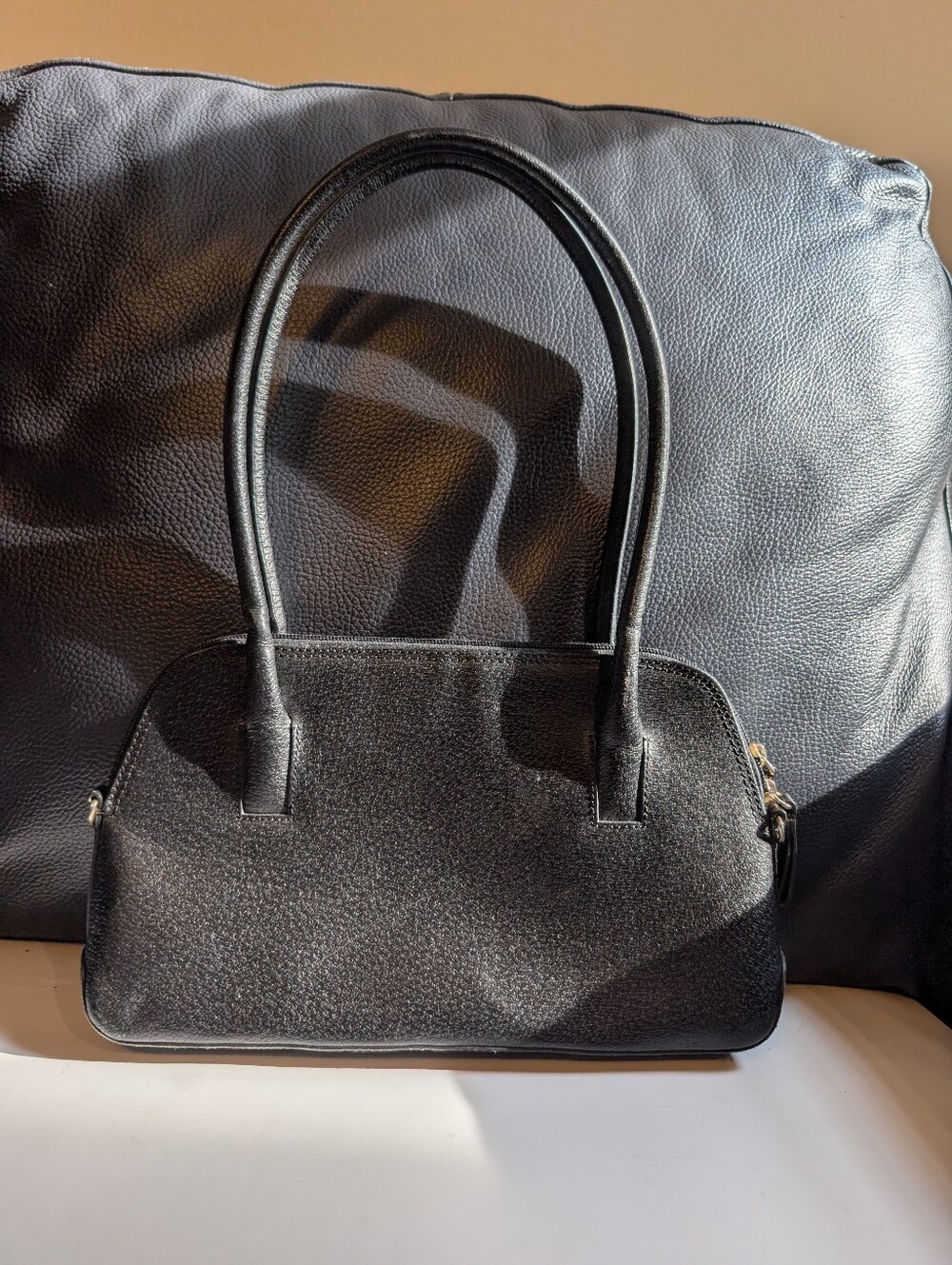 Vintage Holt Renfrew Black Leather Bowler Bag Structured Mini Shoulder Purse